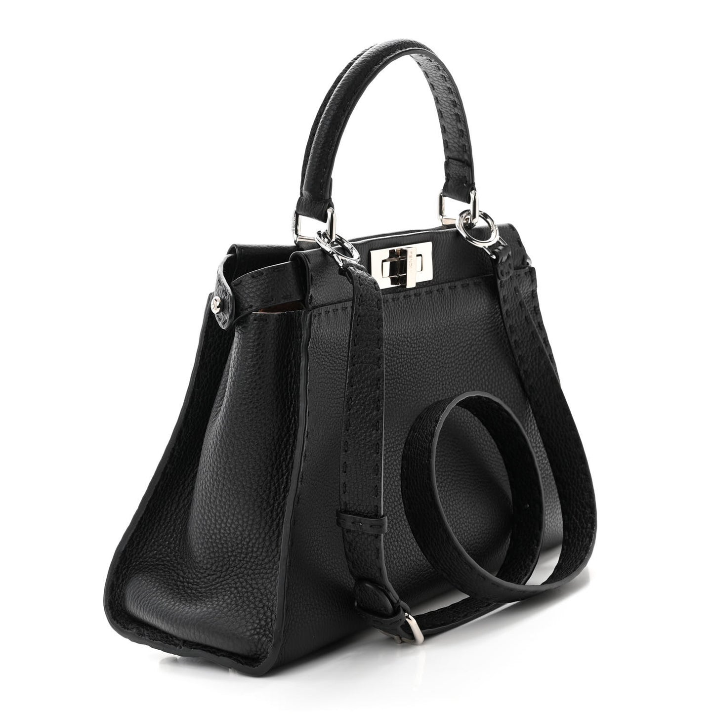 Cuoio Romano Selleria Bi-Color Medium Peekaboo Iconic Satchel Black Mou