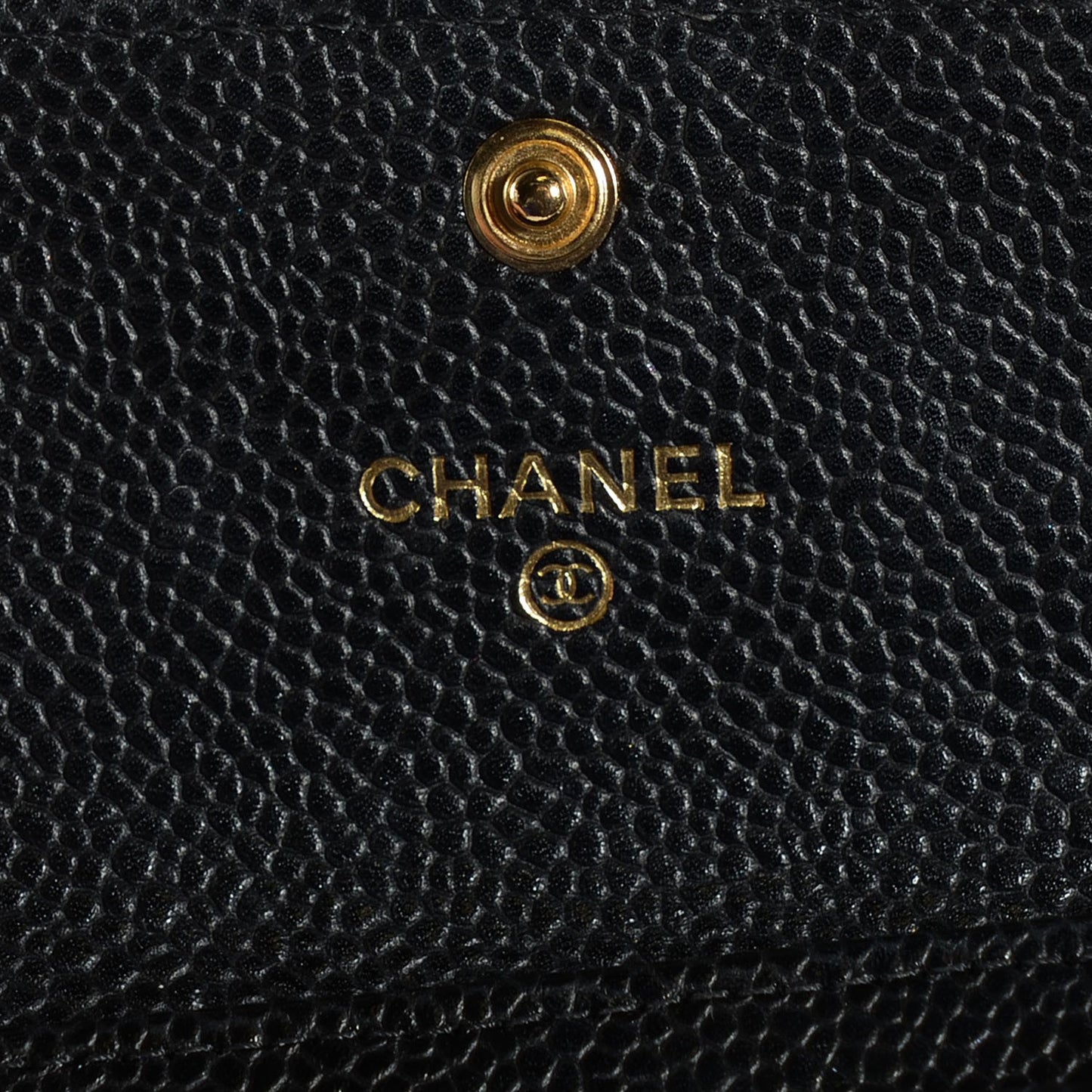 Caviar Quilted Flap Card Holder Black