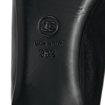 Chanel Lambskin Grosgrain Cap Toe CC Ballerina Flats With Leg Warmers 38.5 Black 8 of 10