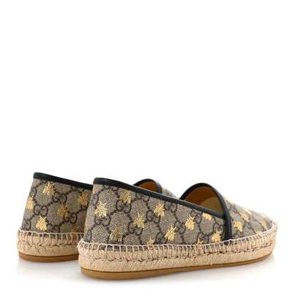 Gucci GG Supreme Monogram Bees Espadrille Flats 38 Beige Ebony Oro Black 5 of 9
