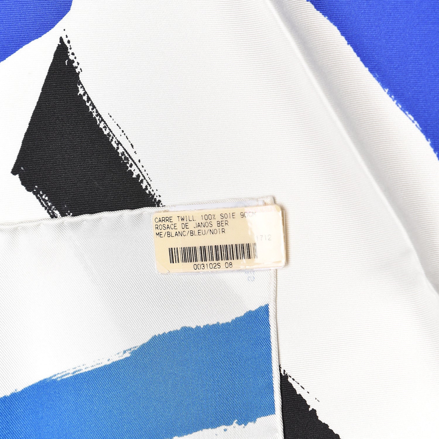 Hermes Silk Rosace De Janos Ber Scarf 90 Bleu White Black 6 of 6