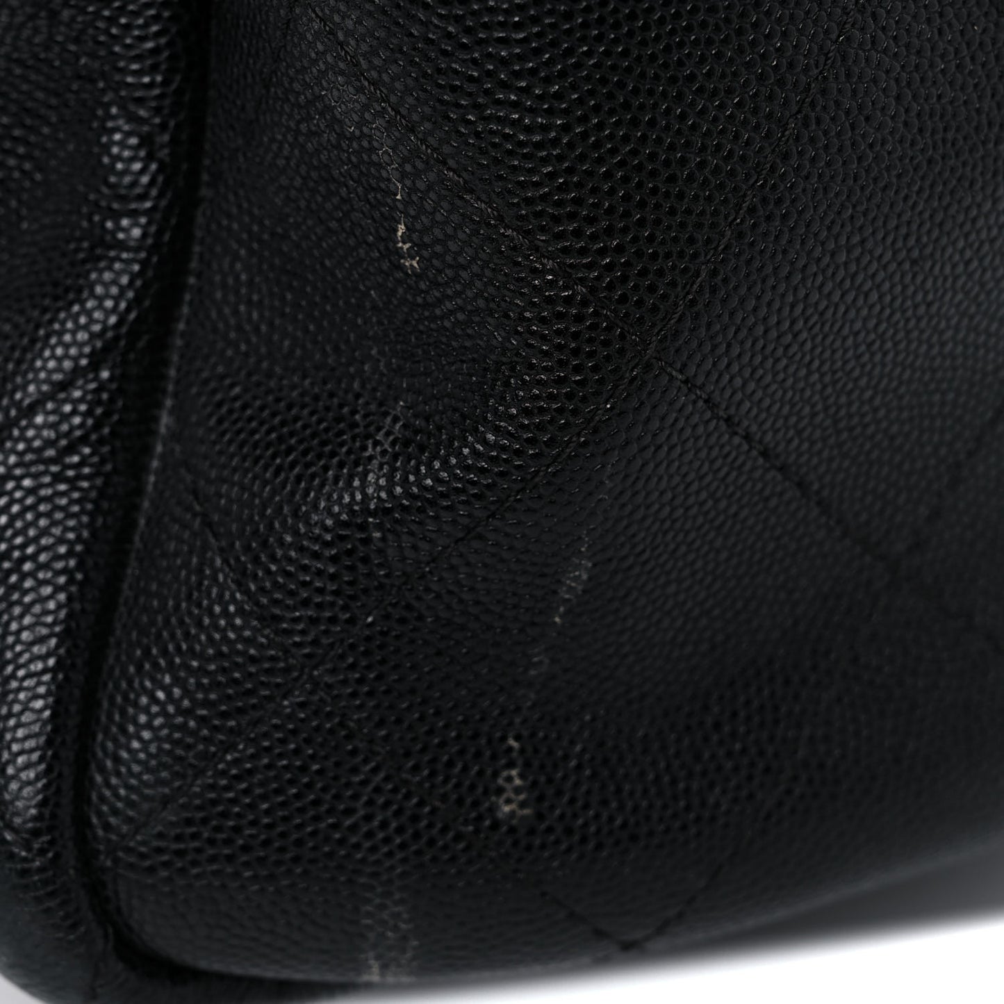 Caviar Stitched Large Shopping Tote Black