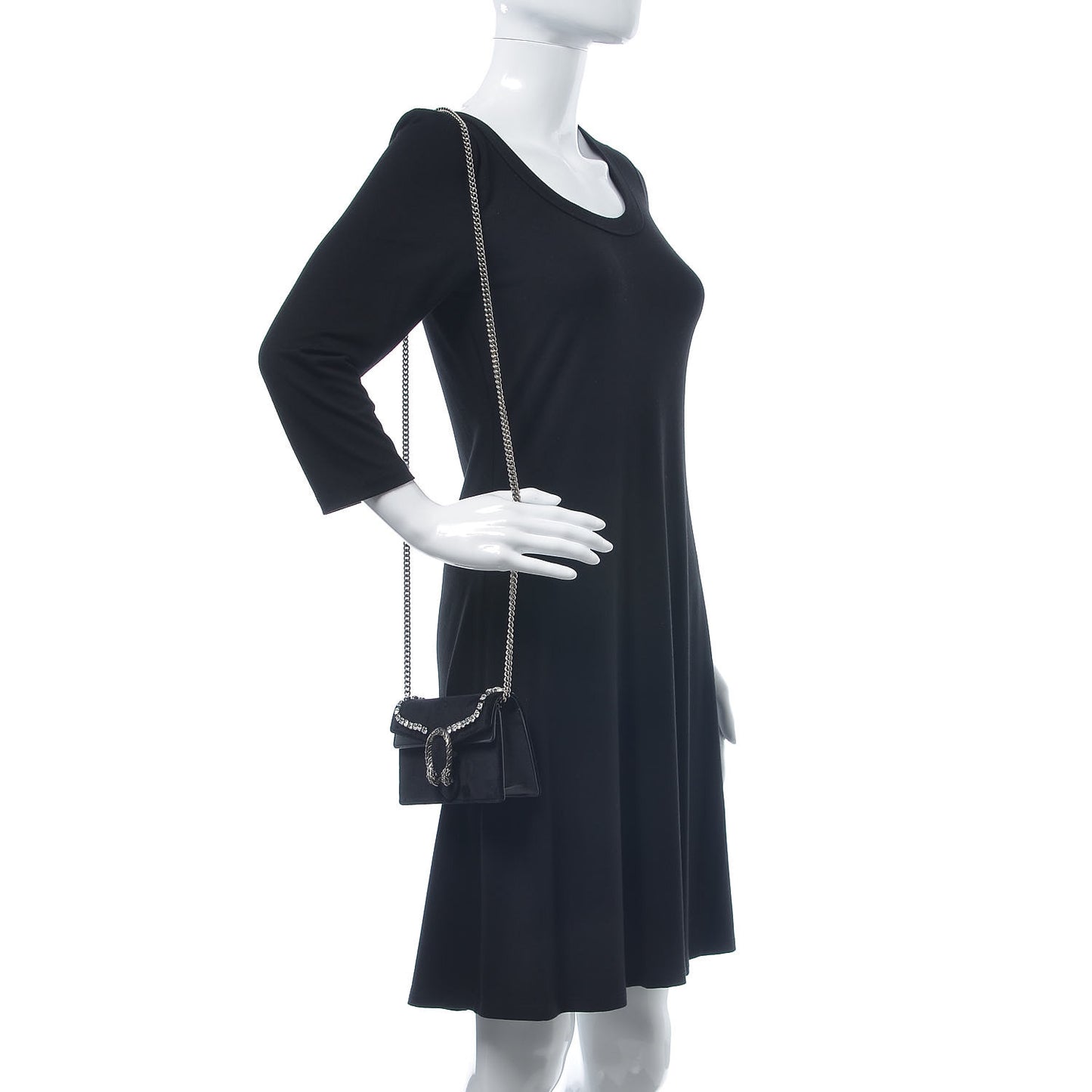 Velvet Crystal Super Mini Dionysus Shoulder Bag Black