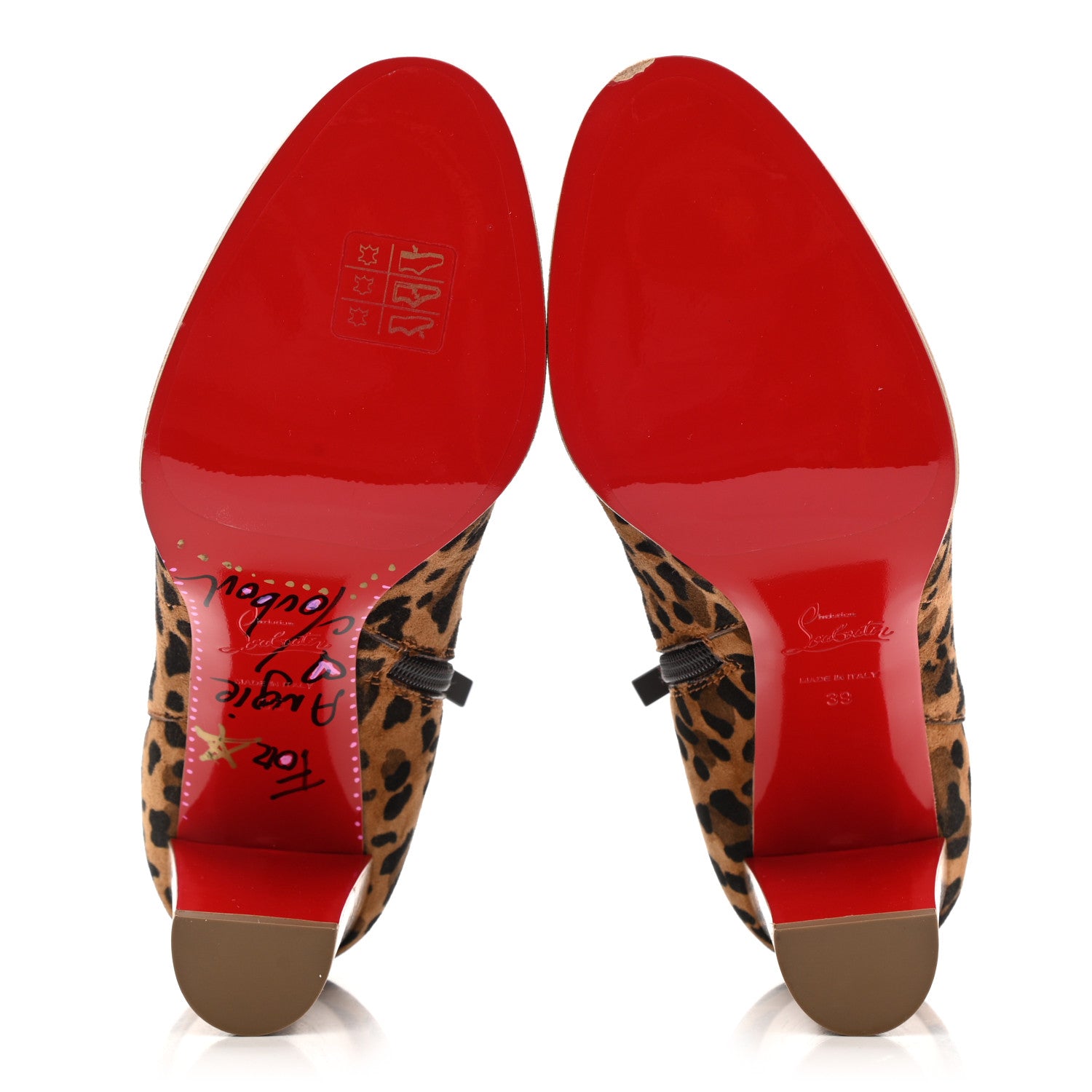 Christian Louboutin Veau Velours Rio Leopard Print Janis 85 Booties 39 Caramel 6 of 11