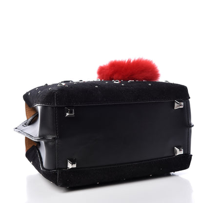 MCM Velvet Studded Mini Insignia Milla Tote Black 4 of 13