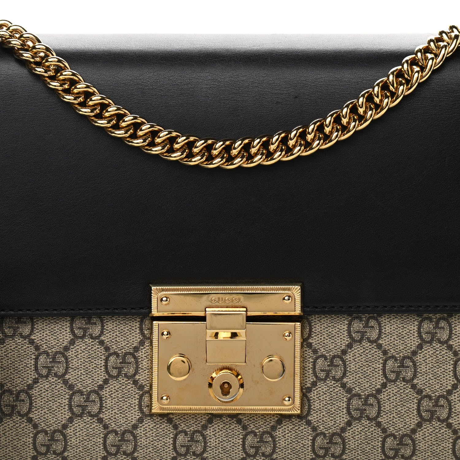 Gucci GG Supreme Monogram Calfskin Medium Padlock Shoulder Bag Beige Black Cuir 8 of 12