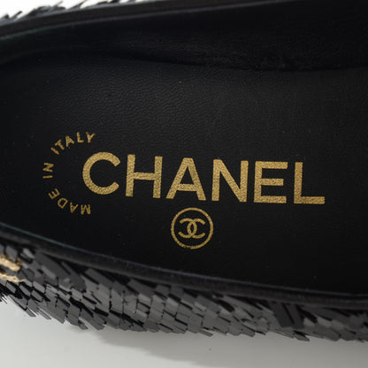 Chanel Sequin CC Loafers 36.5 Black 8 of 9