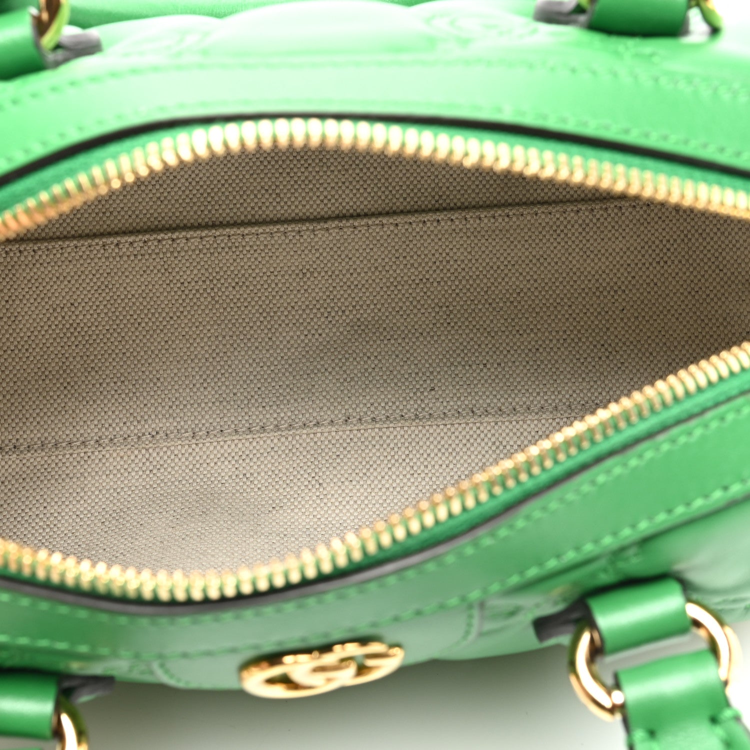 Gucci Calfskin GG Matelasse Mini Bowler Bag Spring Green Natural 5 of 9