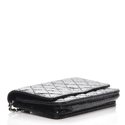 Chanel Distressed Patent Calfskin Quilted Wallet on Chain WOC Black 4 of 8