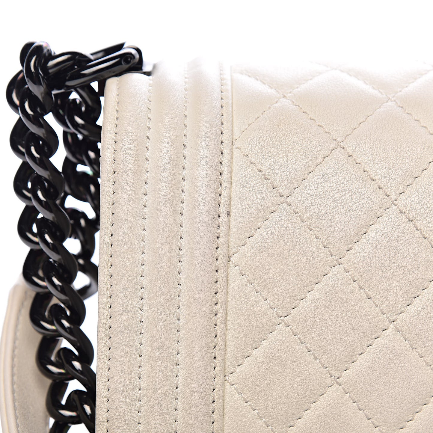 Calfskin Quilted Medium Boy Flap White