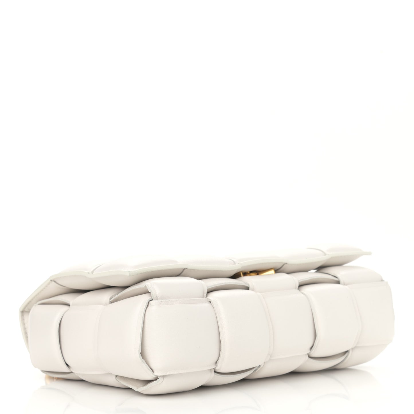 Lambskin Maxi Intreccio Padded Chain Cassette Crossbody Bag White