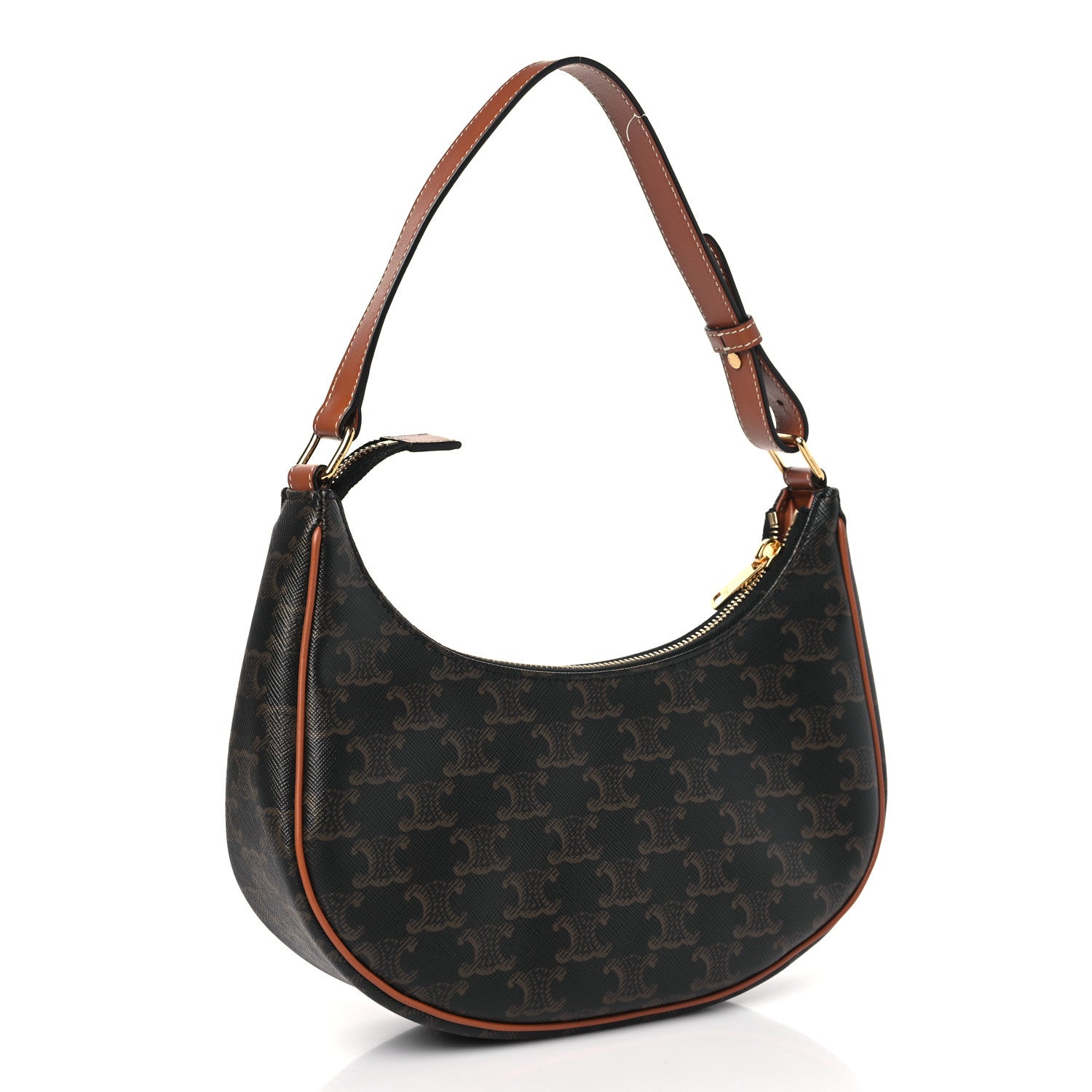 Celine Triomphe Canvas Calfskin Ava Shoulder Bag Tan 3 of 9