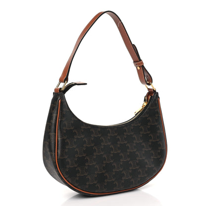 Celine Triomphe Canvas Calfskin Ava Shoulder Bag Tan 3 of 9