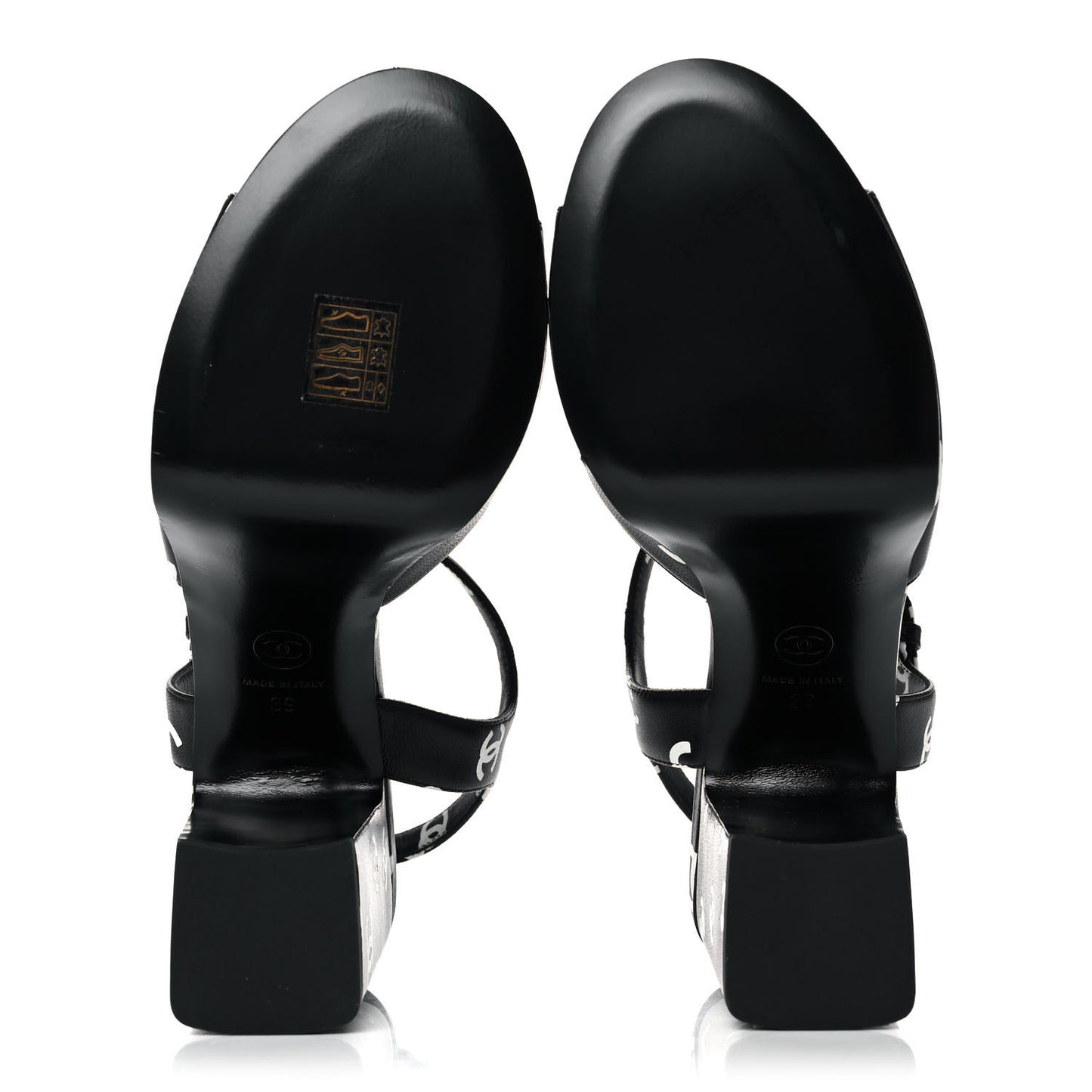 Printed Lambskin Coco Beach Platform Sandals 39 Black White