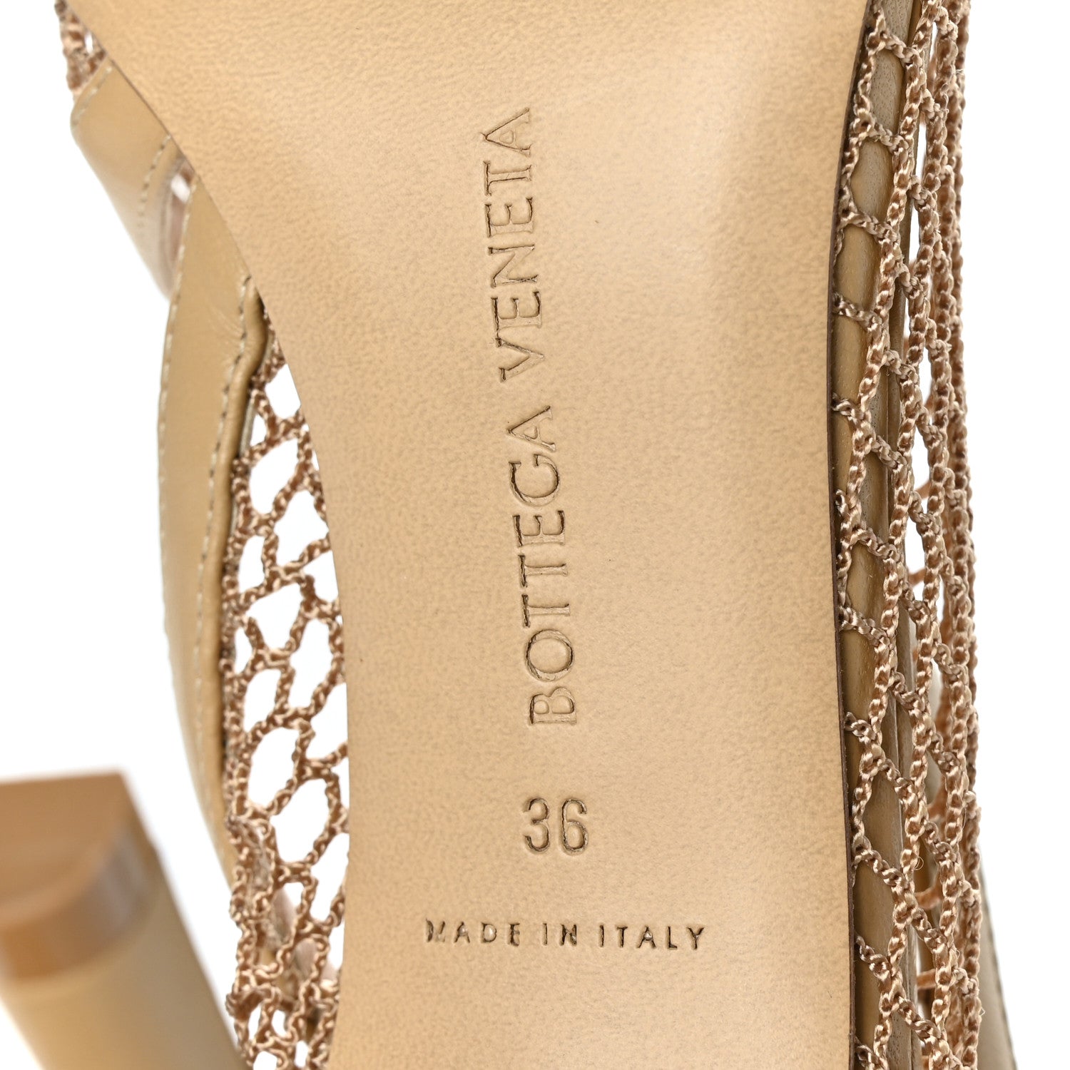 Bottega Veneta Mesh Nappa Chunky Chain Sandals 36 Beige Pony 6 of 6