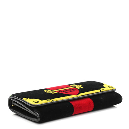 Prada Velluto Ricamo Cahir Chain Wallet Black 3 of 11