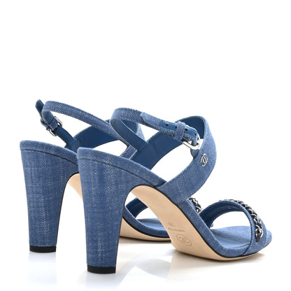 Chanel Denim Chain Sandals 39 Blue 4 of 9