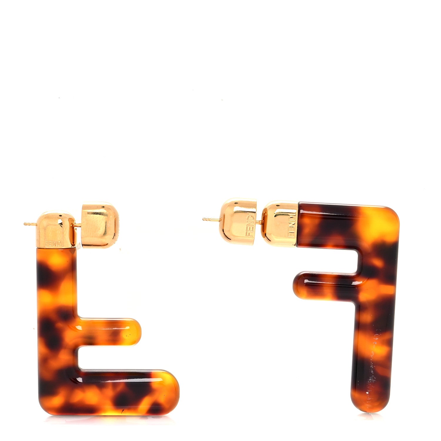 Fendi Plexiglass F Earrings Brown 1 of 6