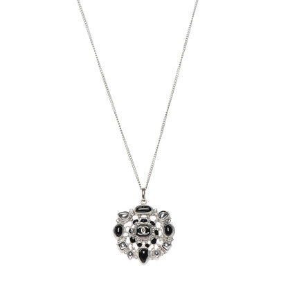 Chanel Enamel Gripoix CC Necklace Black Silver 1 of 5