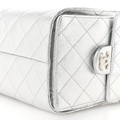 Chanel Metallic Caviar Quilted Small Chanel 25 Handbag Silver 10 of 11