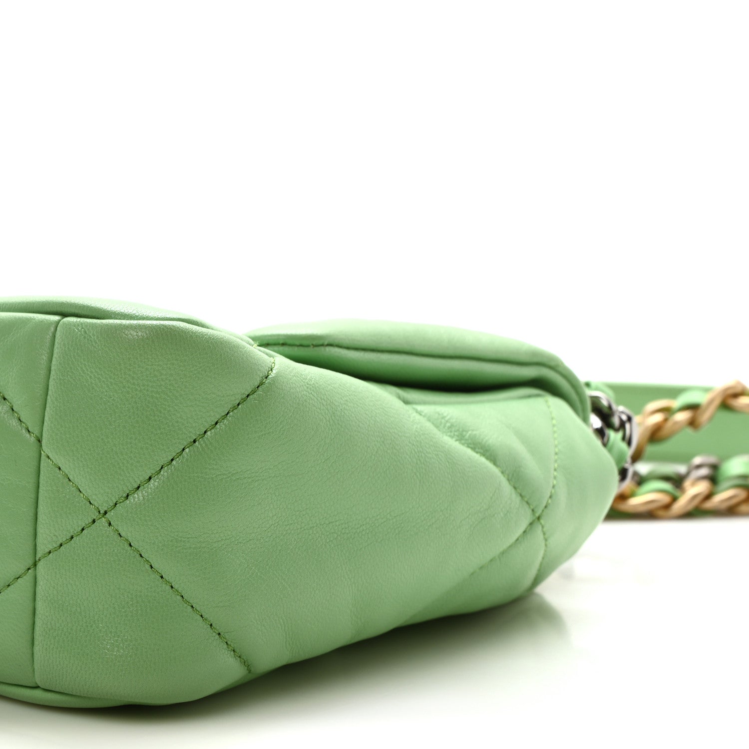 Chanel Goatskin Quilted Medium Chanel 19 Flap Green 10 of 10