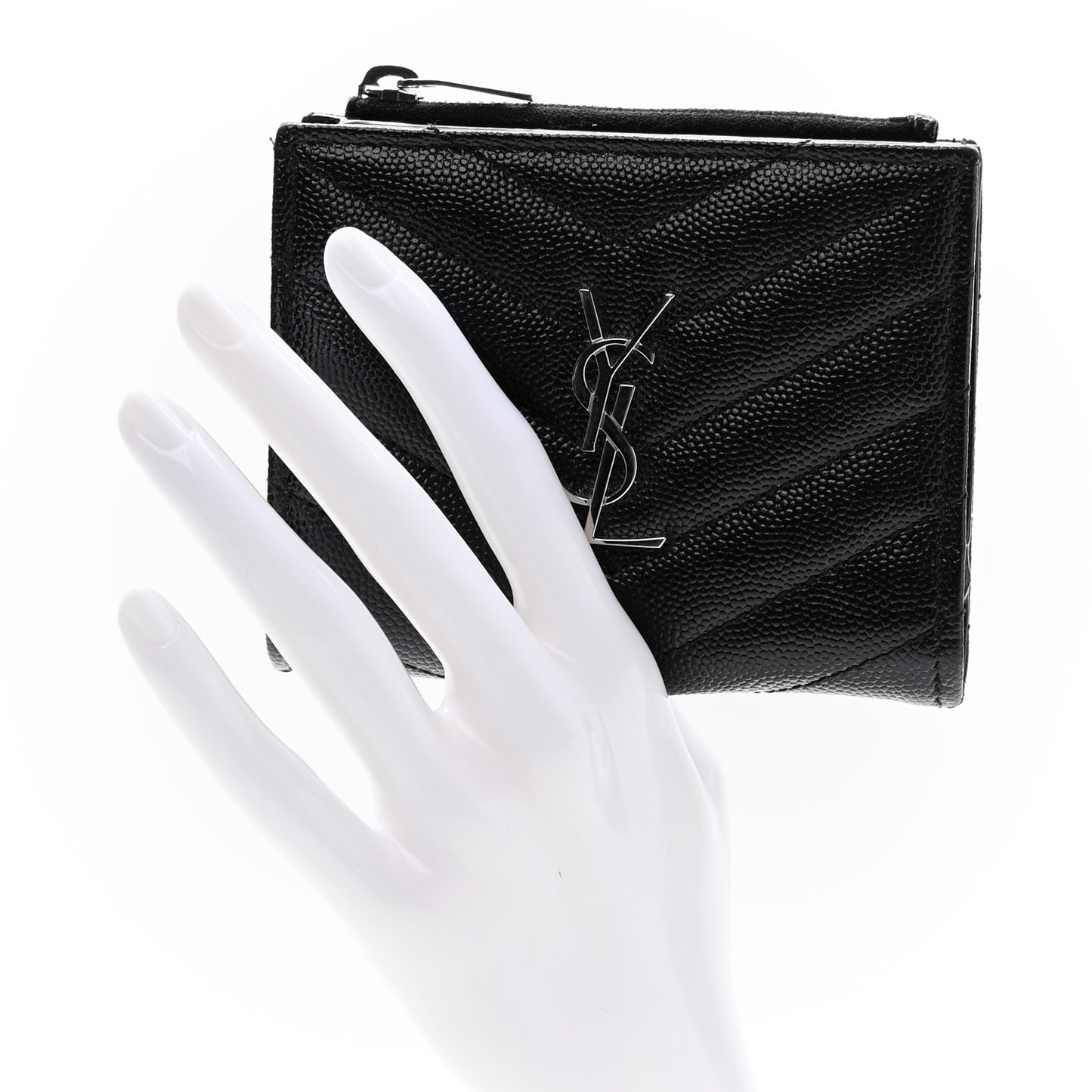 Grain De Poudre Matelasse Chevron Monogram Zipped Card Case Black
