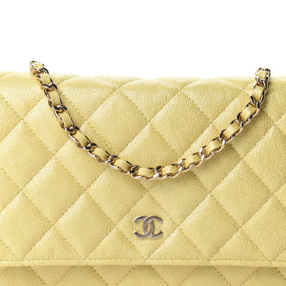 Chanel Iridescent Caviar Quilted Wallet on Chain WOC Yellow 11 of 12