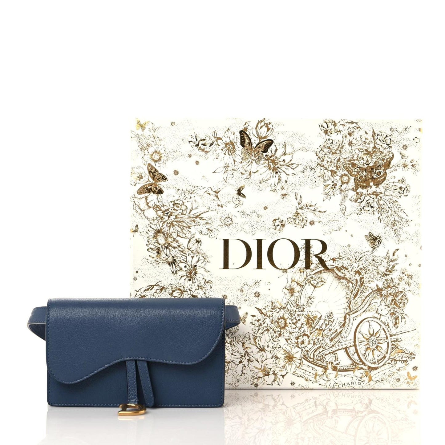 Goatskin Saddle Belt Clutch Denim Blue