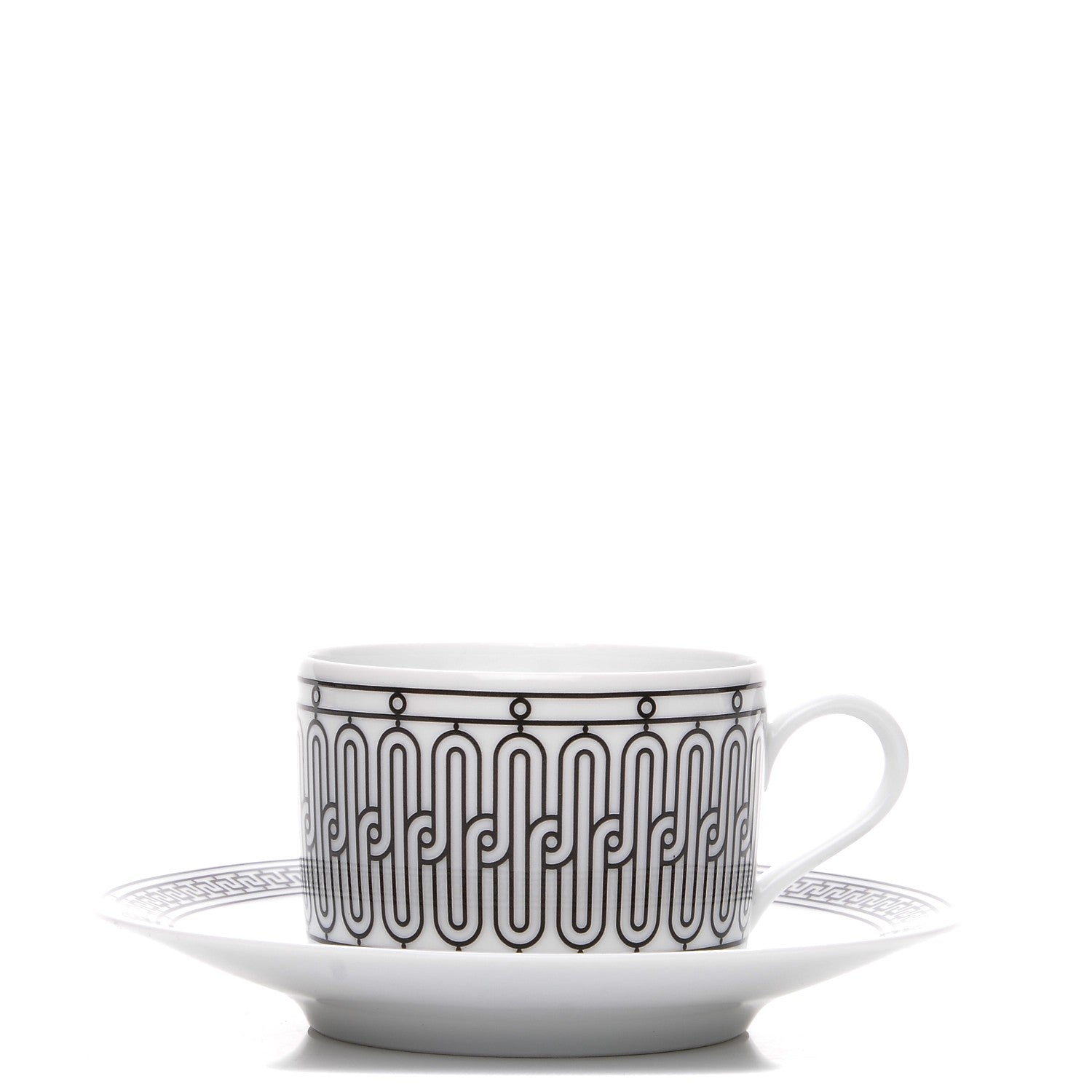 Hermes Porcelain H Deco Tea Cup and Saucer 1 of 13