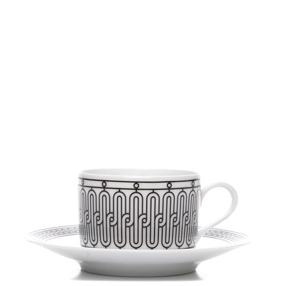 Hermes Porcelain H Deco Tea Cup and Saucer 1 of 13