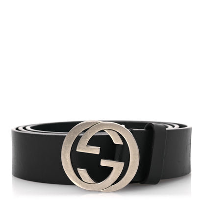 Gucci Selleria Calfskin Mens Interlocking G 37mm Belt 110 44 Black 1 of 9