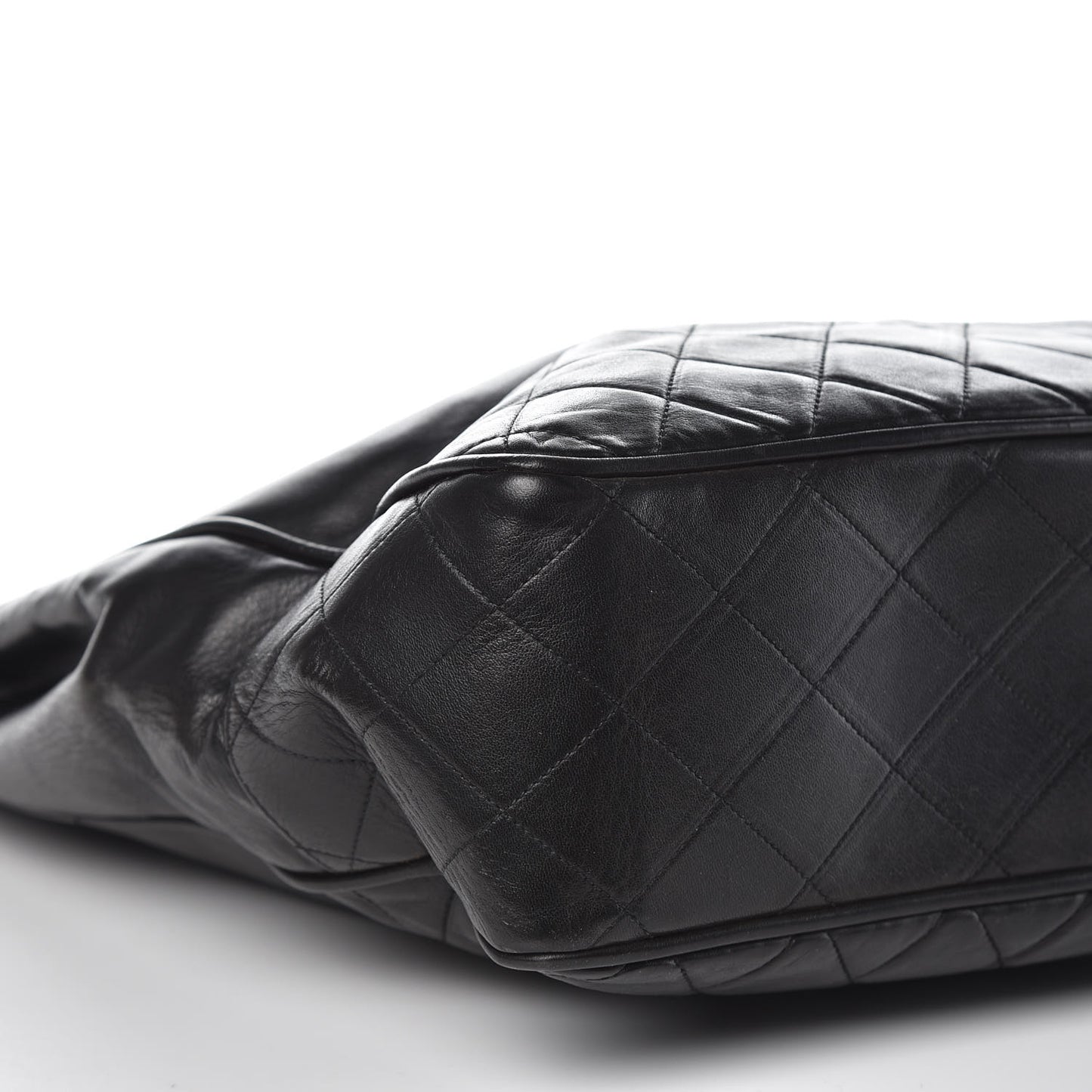 Lambskin Quilted Shopping Tote Black
