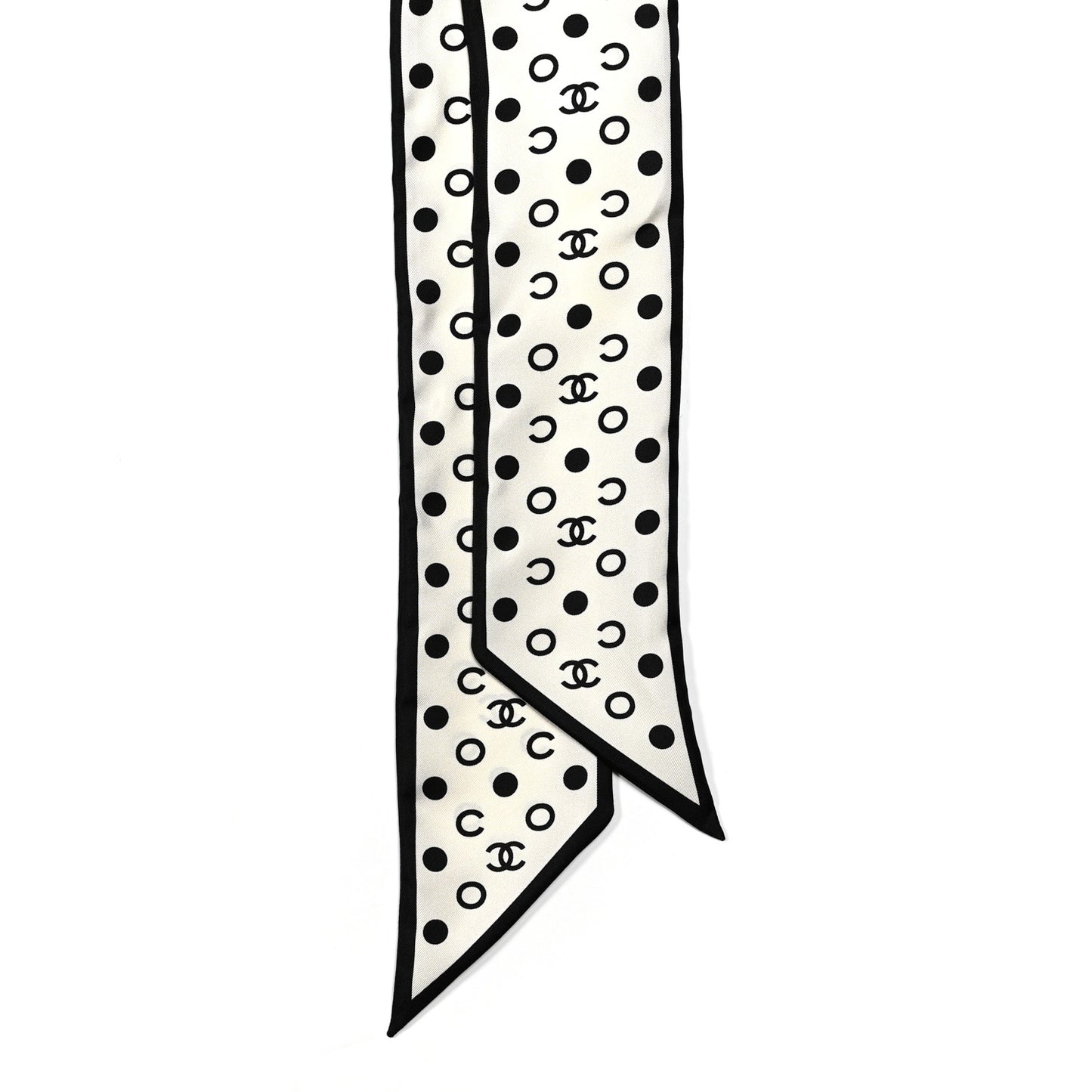 Silk Polka Dot CC Bandeau Scarf White Black