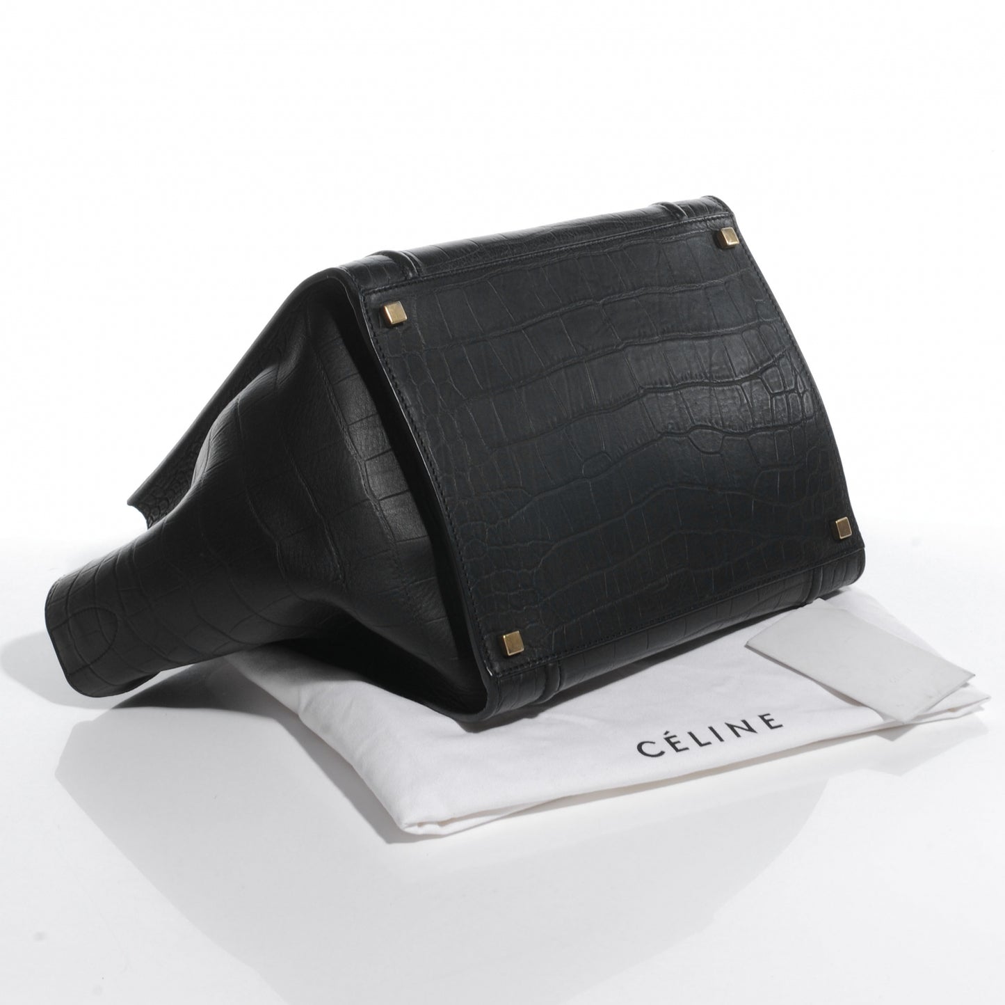 Crocodile Embossed Small Phantom Luggage Black