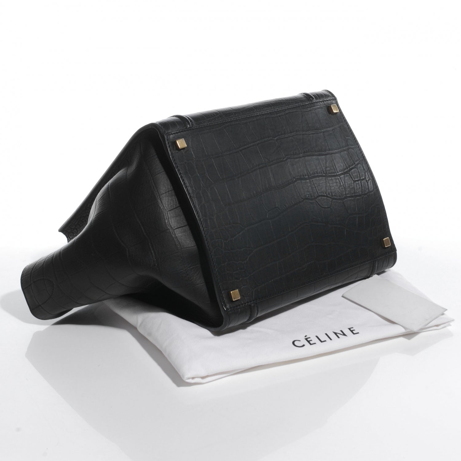 Celine Crocodile Embossed Small Phantom Luggage Black 4 of 7