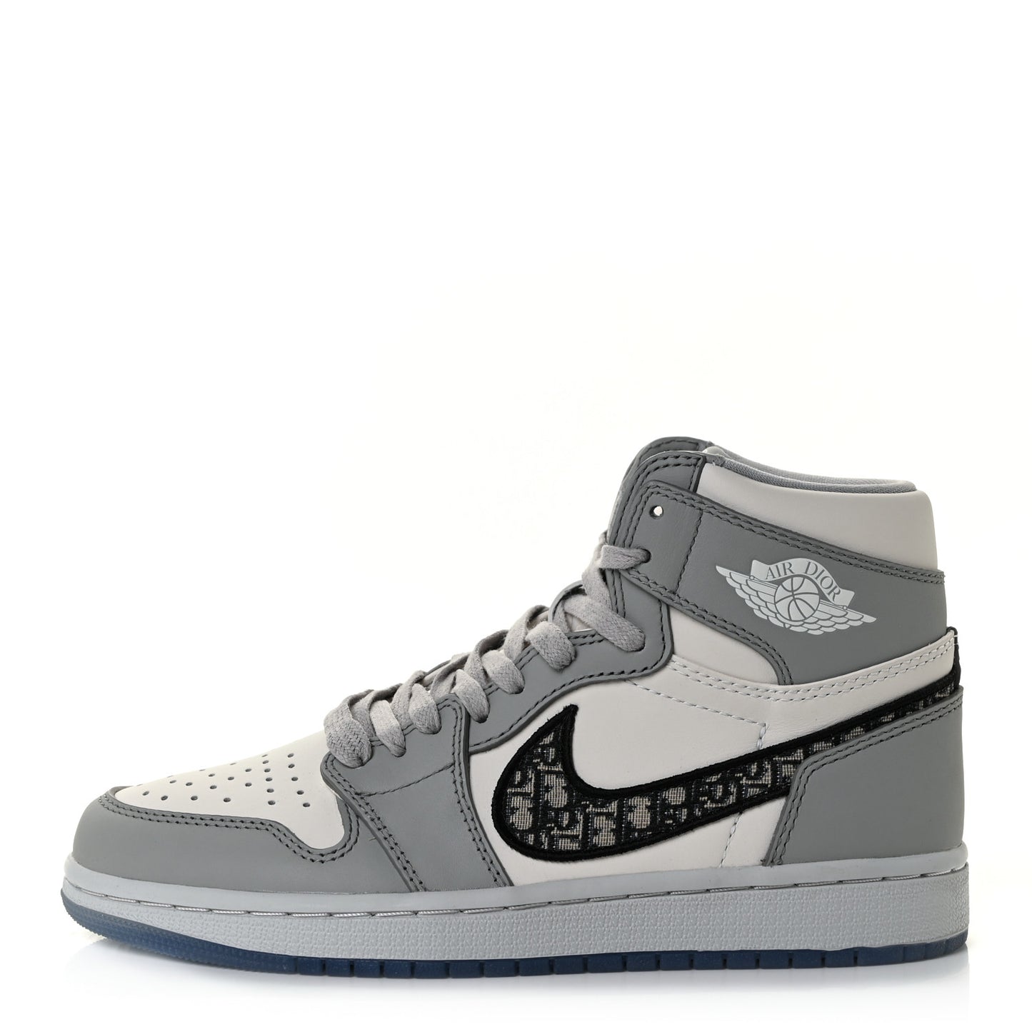 X NIKE AIR JORDAN Calfskin Mens Oblique High Sneakers 38.5 Beige White