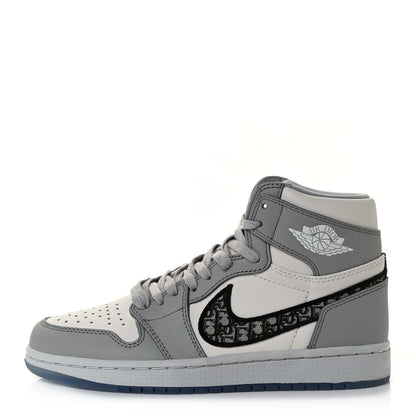 Christian Dior X NIKE AIR JORDAN Calfskin Mens Oblique High Sneakers 38.5 Beige White 1 of 12