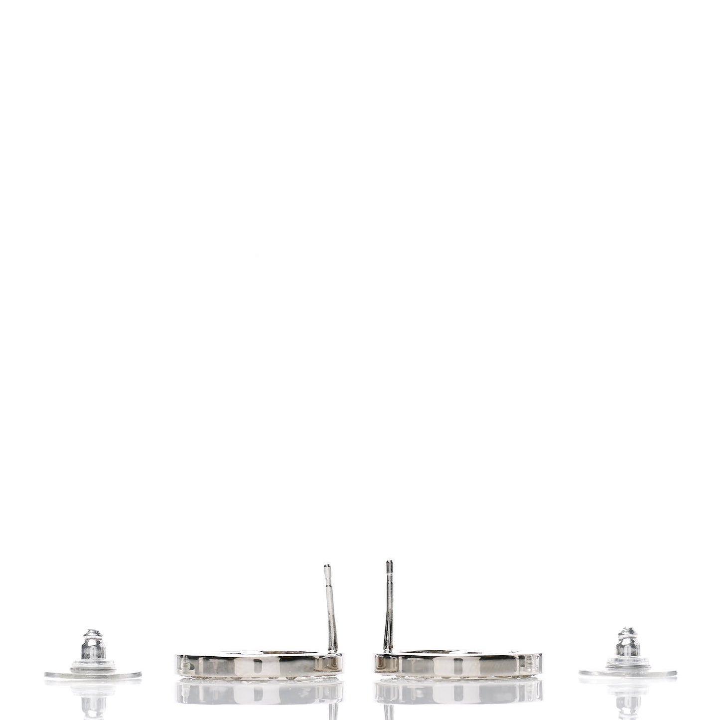 Crystal CC Round Earrings Silver
