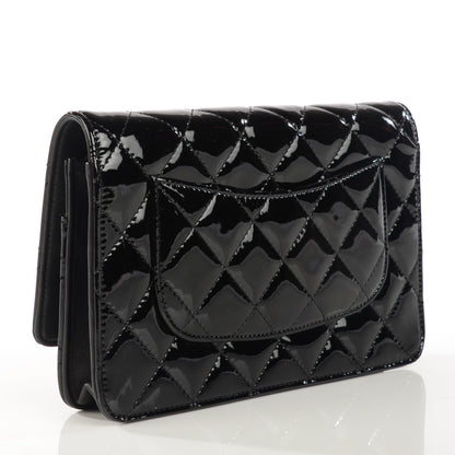 Chanel Patent Quilted Wallet On Chain WOC Black 3 of 7