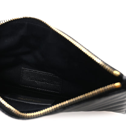 Saint Laurent Grain De Poudre Chevron Monogram Bill Pouch Black 5 of 9
