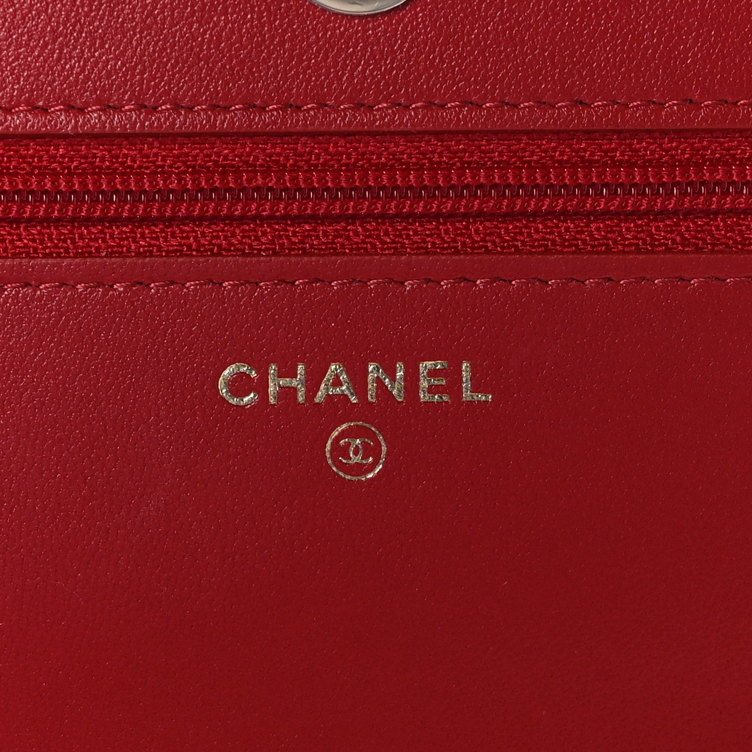Chanel Lambskin Quilted Wallet On Chain WOC Red 7 of 11