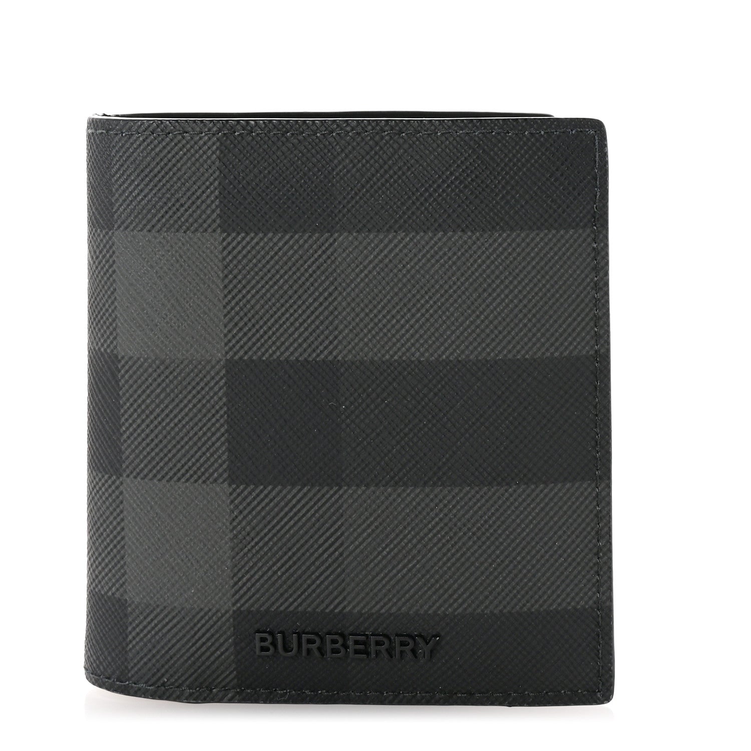 Burberry Charcoal Check Calfskin Bi-Fold Wallet 1 of 8