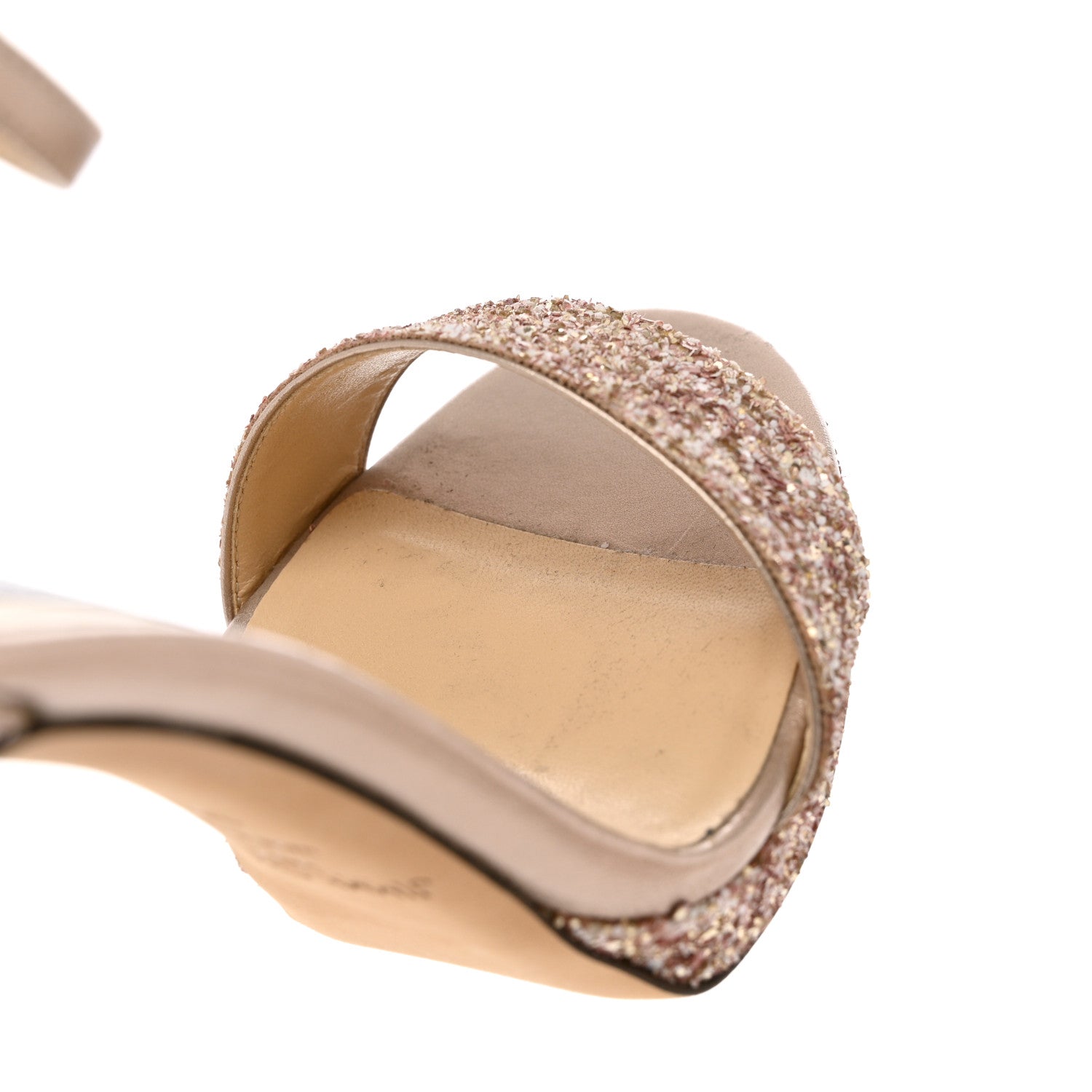 Jimmy Choo Dusty Glitter Misty 120 Sandals 38.5 Natural 8 of 9
