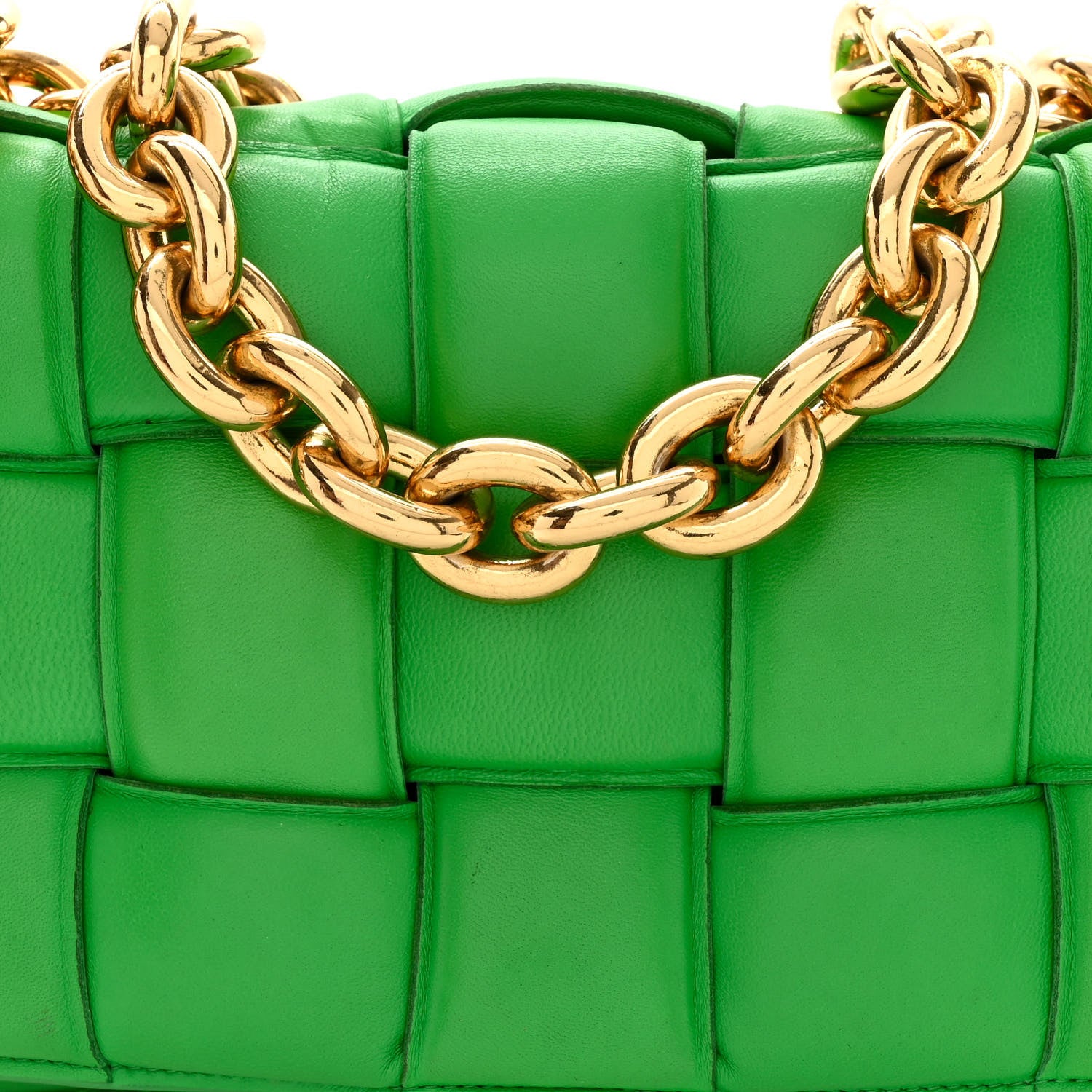 Bottega Veneta Lambskin Maxi Intreccio Padded Chain Cassette Crossbody Bag Grass 8 of 13