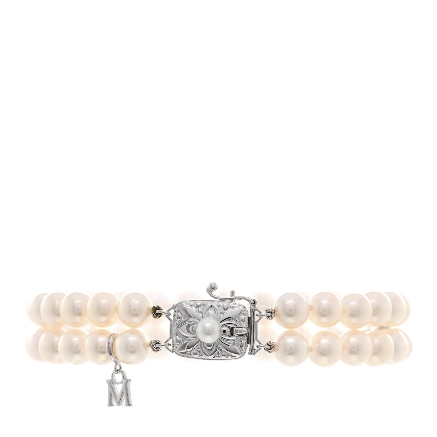 18K White Gold Akoya Pearl 6mm Double Strand Bracelet