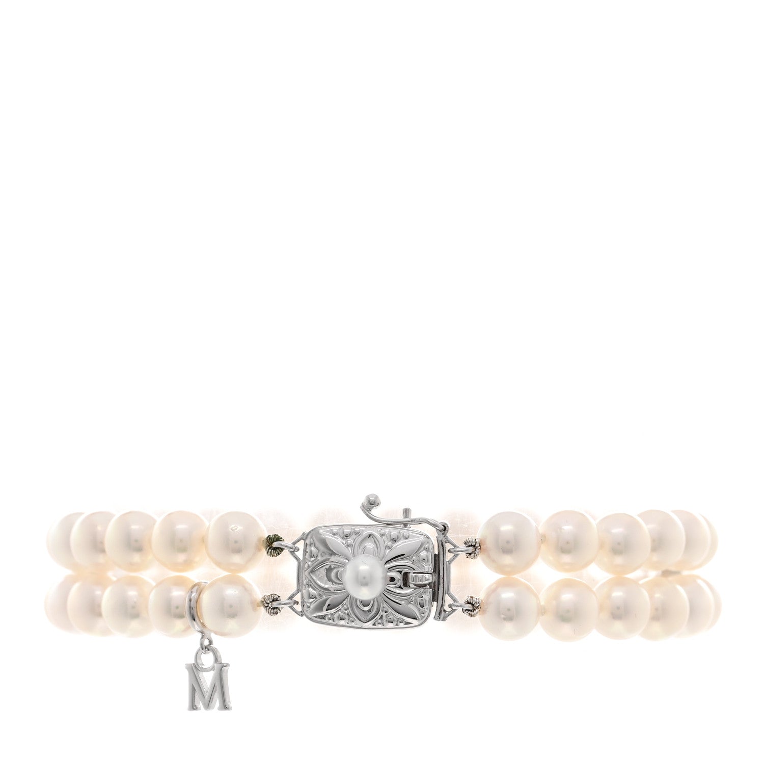 Mikimoto 18K White Gold Akoya Pearl 6mm Double Strand Bracelet 2 of 4