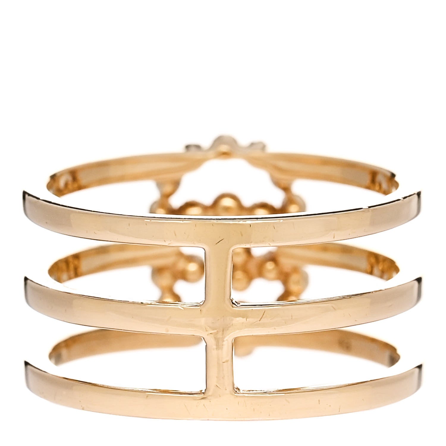 Gucci 18K Yellow Gold Diamond Running GG Triple Row Ring 53 6.25 3 of 5