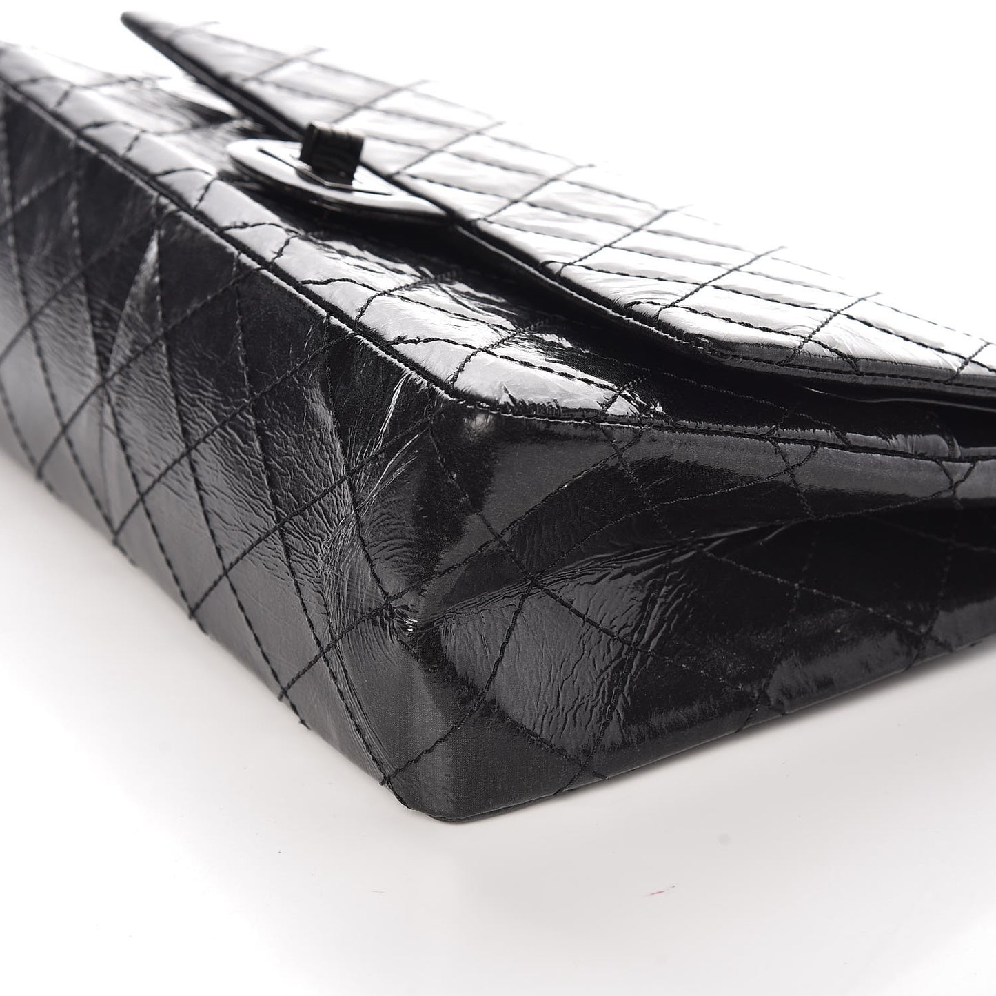 Distressed Patent Quilted 2.55 Reissue 226 Flap Black