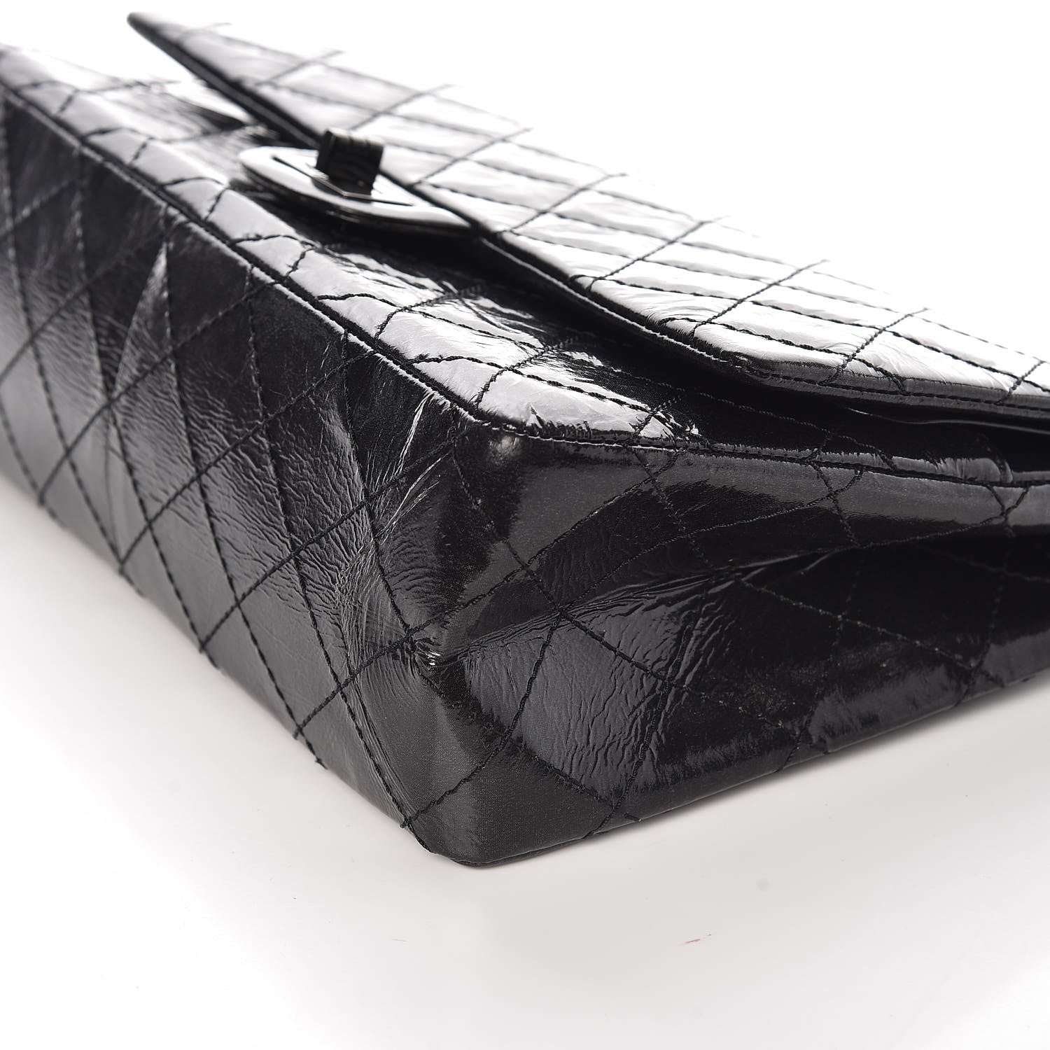 Chanel Distressed Patent Quilted 2.55 Reissue 226 Flap Black 6 of 10