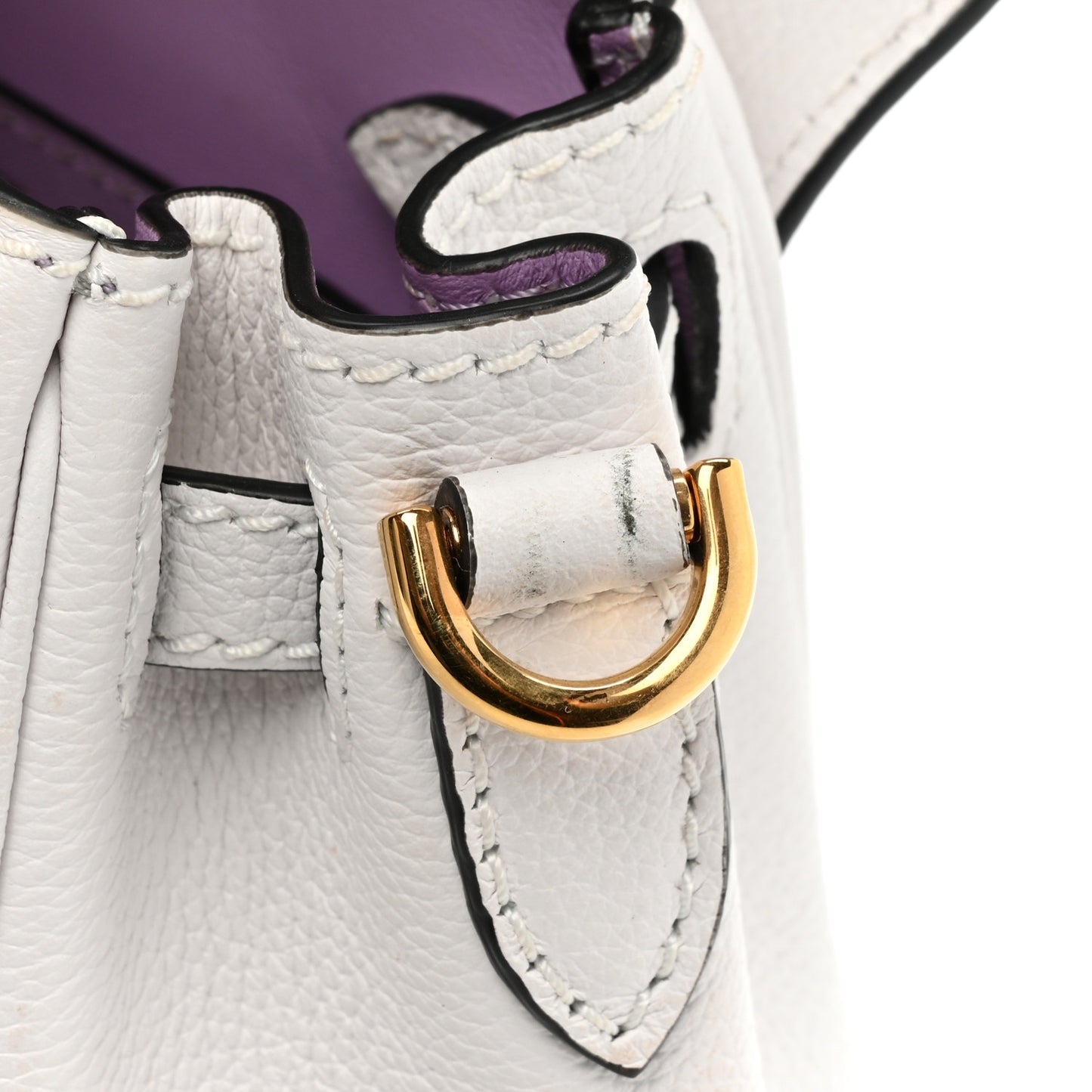 Grained Calfskin Small La Medusa Top Handle Bag White